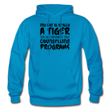 My Cat Is Really A Tiger - Black - Gildan Heavy Blend Adult Hoodie - turquoise