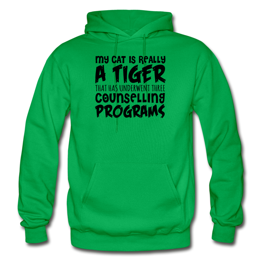 My Cat Is Really A Tiger - Black - Gildan Heavy Blend Adult Hoodie - kelly green