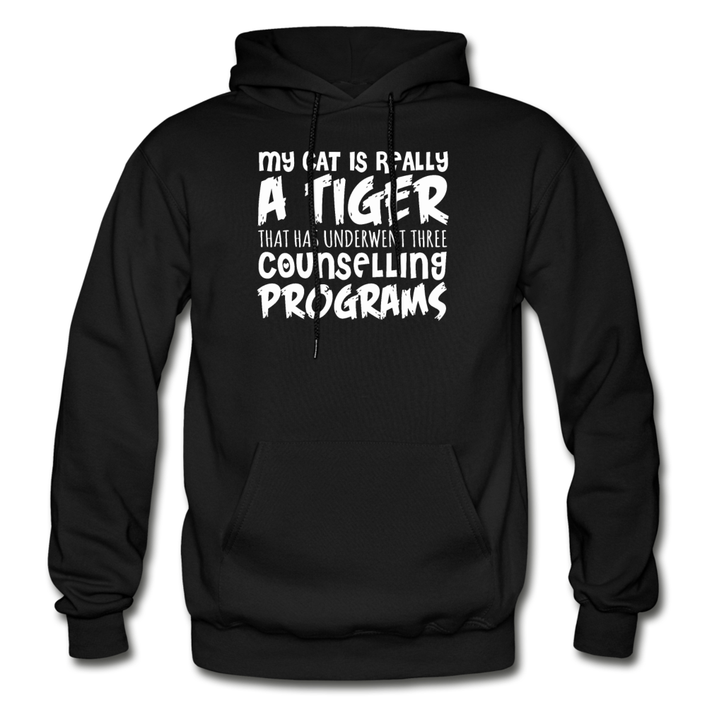 My Cat Is Really A Tiger - White - Gildan Heavy Blend Adult Hoodie - black