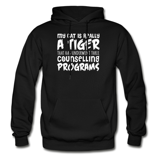 My Cat Is Really A Tiger - White - Gildan Heavy Blend Adult Hoodie - black