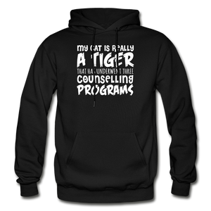 My Cat Is Really A Tiger - White - Gildan Heavy Blend Adult Hoodie - black