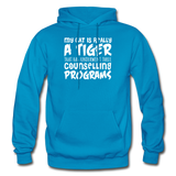 My Cat Is Really A Tiger - White - Gildan Heavy Blend Adult Hoodie - turquoise