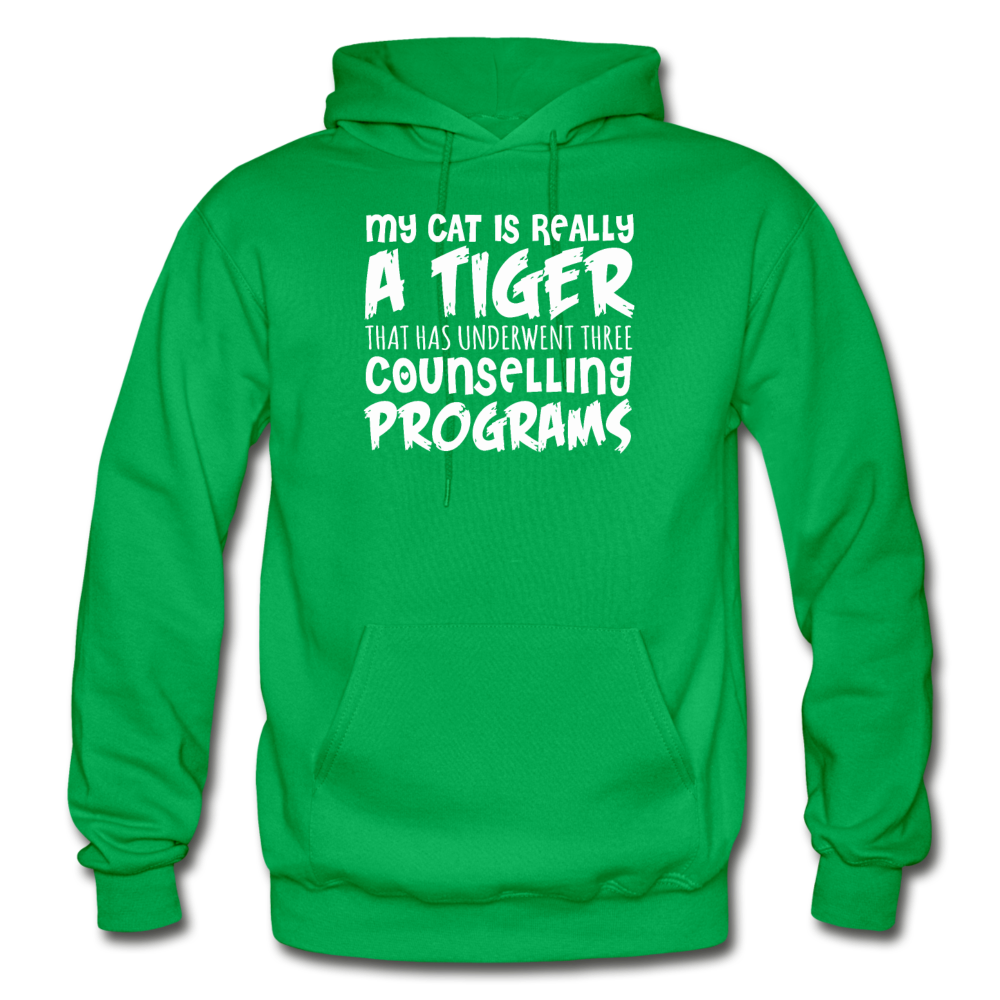 My Cat Is Really A Tiger - White - Gildan Heavy Blend Adult Hoodie - kelly green