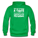 My Cat Is Really A Tiger - White - Gildan Heavy Blend Adult Hoodie - kelly green