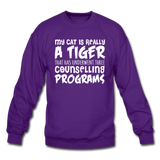 My Cat Is Really A Tiger - White - Crewneck Sweatshirt - purple
