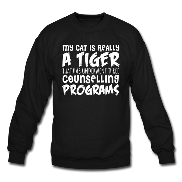 My Cat Is Really A Tiger - White - Crewneck Sweatshirt - black