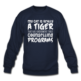 My Cat Is Really A Tiger - White - Crewneck Sweatshirt - navy