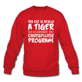 My Cat Is Really A Tiger - White - Crewneck Sweatshirt - red