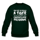 My Cat Is Really A Tiger - White - Crewneck Sweatshirt - forest green