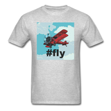 #fly - Red Biplane - Unisex Classic T-Shirt - heather gray