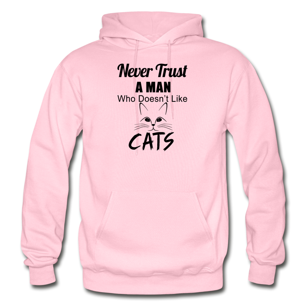 Never Trust A Man - Black - Gildan Heavy Blend Adult Hoodie - light pink