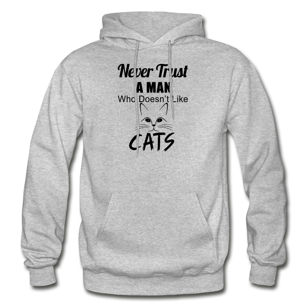 Never Trust A Man - Black - Gildan Heavy Blend Adult Hoodie - heather gray