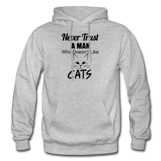 Never Trust A Man - Black - Gildan Heavy Blend Adult Hoodie - heather gray