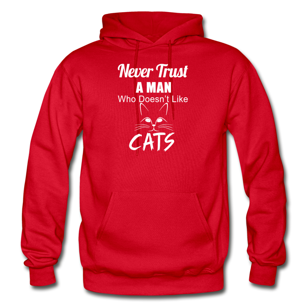 Never Trust A Man - White - Gildan Heavy Blend Adult Hoodie - red