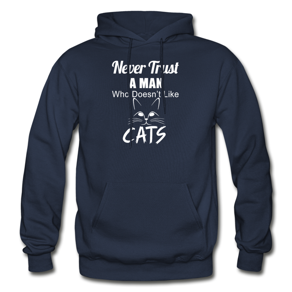 Never Trust A Man - White - Gildan Heavy Blend Adult Hoodie - navy