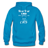 Never Trust A Man - White - Gildan Heavy Blend Adult Hoodie - turquoise