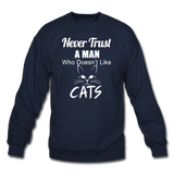 Never Trust A Man - White - Crewneck Sweatshirt - navy