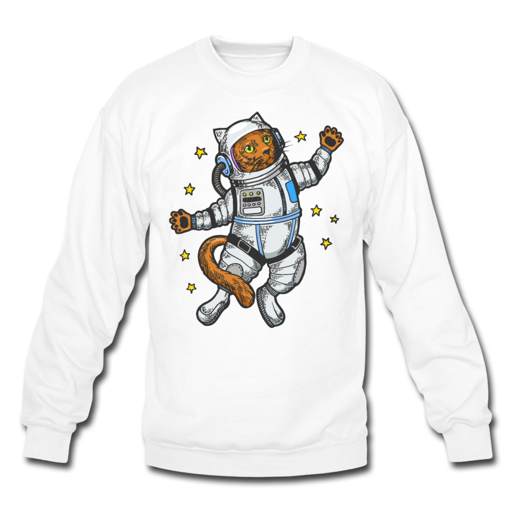 Astronaut Cat - Crewneck Sweatshirt - white