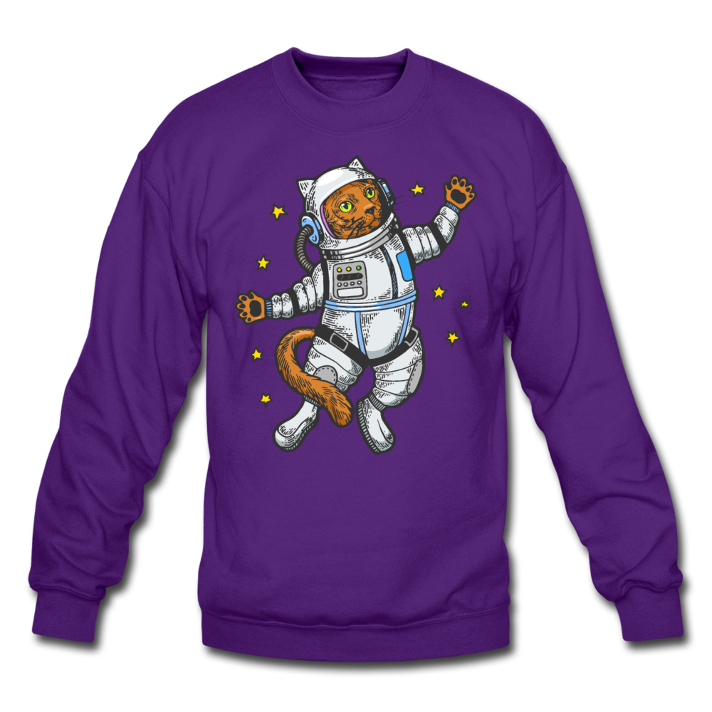 Astronaut Cat - Crewneck Sweatshirt - purple