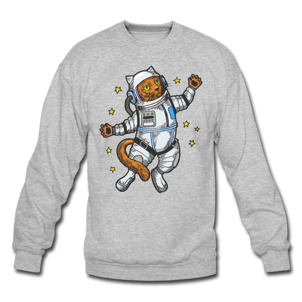 Astronaut Cat - Crewneck Sweatshirt - heather gray