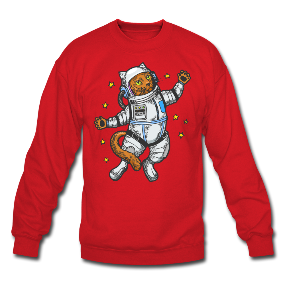 Astronaut Cat - Crewneck Sweatshirt - red