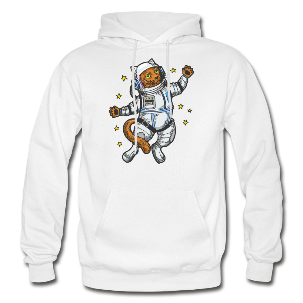 Astronaut Cat - Gildan Heavy Blend Adult Hoodie - white