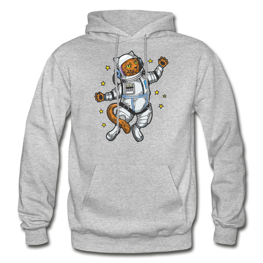 Astronaut Cat - Gildan Heavy Blend Adult Hoodie - heather gray