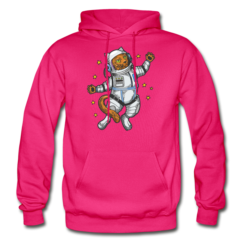 Astronaut Cat - Gildan Heavy Blend Adult Hoodie - fuchsia