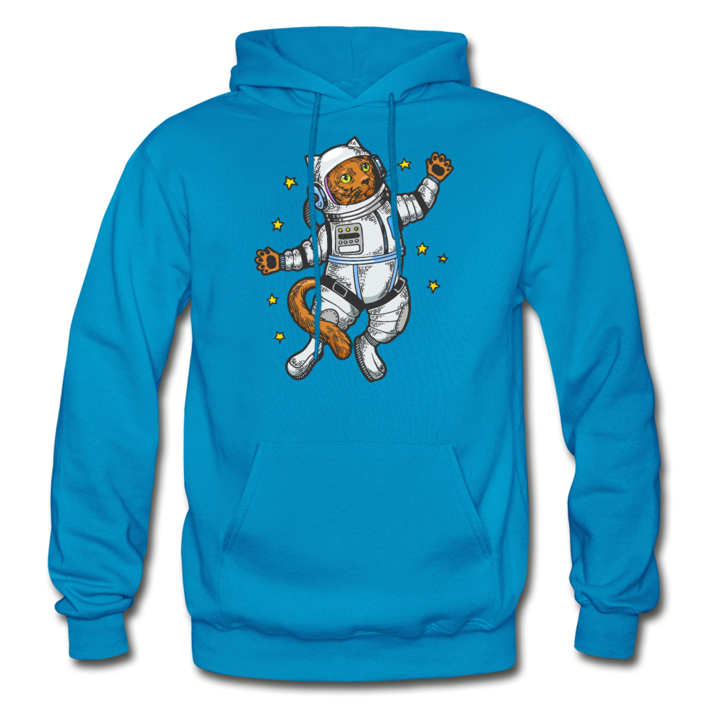 Astronaut Cat - Gildan Heavy Blend Adult Hoodie - turquoise