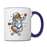 Astronaut Cat - Contrast Coffee Mug - white/cobalt blue