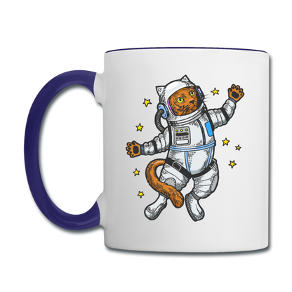 Astronaut Cat - Contrast Coffee Mug - white/cobalt blue