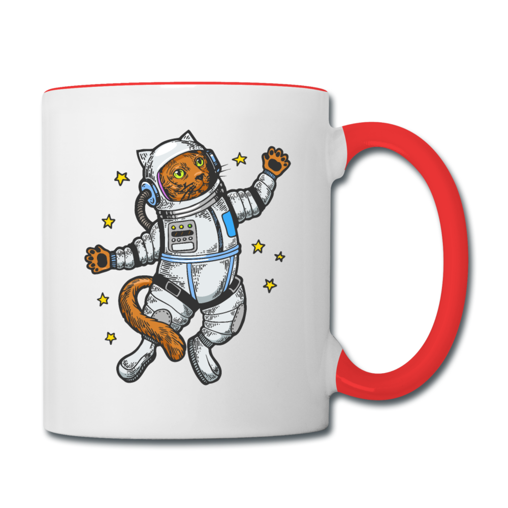 Astronaut Cat - Contrast Coffee Mug - white/red