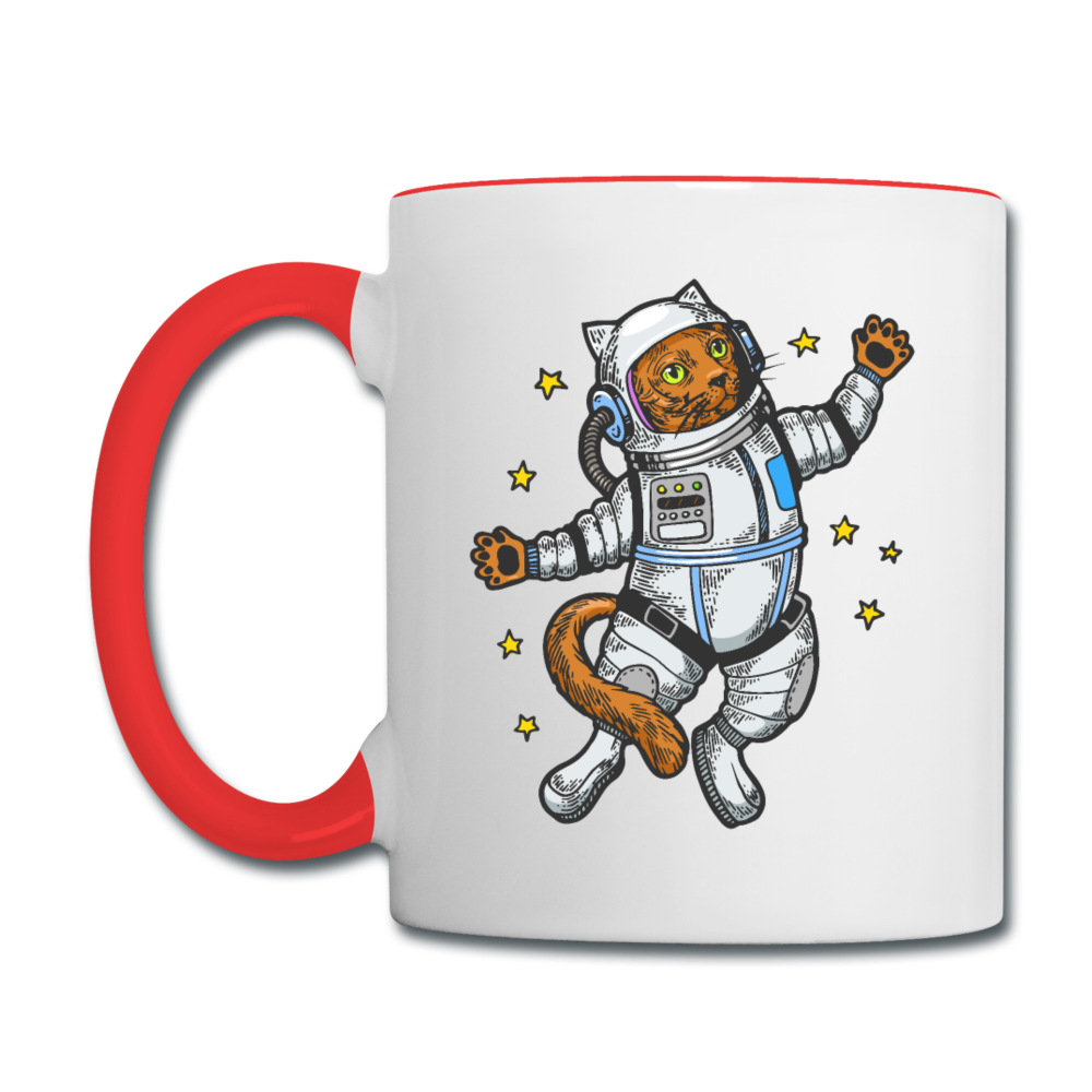 Astronaut Cat - Contrast Coffee Mug - white/red