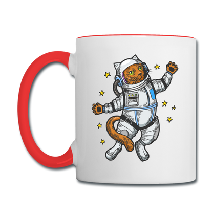 Astronaut Cat - Contrast Coffee Mug - white/red