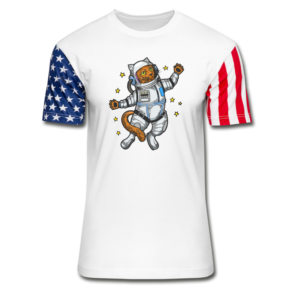 Astronaut Cat - Stars & Stripes T-Shirt - white