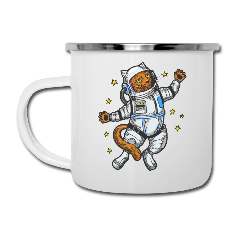 Astronaut Cat - Camper Mug - white