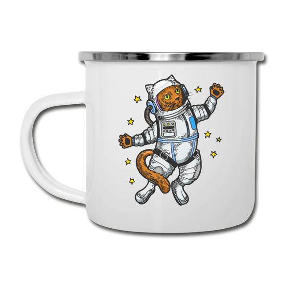 Astronaut Cat - Camper Mug - white
