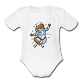 Astronaut Cat - Organic Short Sleeve Baby Bodysuit - white