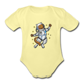Astronaut Cat - Organic Short Sleeve Baby Bodysuit - washed yellow