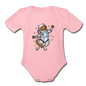 Astronaut Cat - Organic Short Sleeve Baby Bodysuit - light pink