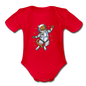 Astronaut Cat - Organic Short Sleeve Baby Bodysuit - red