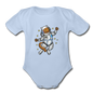 Astronaut Cat - Organic Short Sleeve Baby Bodysuit - sky