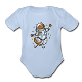 Astronaut Cat - Organic Short Sleeve Baby Bodysuit - sky