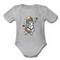 Astronaut Cat - Organic Short Sleeve Baby Bodysuit - heather gray