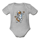 Astronaut Cat - Organic Short Sleeve Baby Bodysuit - heather gray