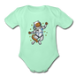 Astronaut Cat - Organic Short Sleeve Baby Bodysuit - light mint