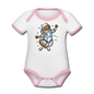 Astronaut Cat - Organic Contrast Short Sleeve Baby Bodysuit - white/pink