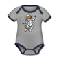 Astronaut Cat - Organic Contrast Short Sleeve Baby Bodysuit - heather gray/navy