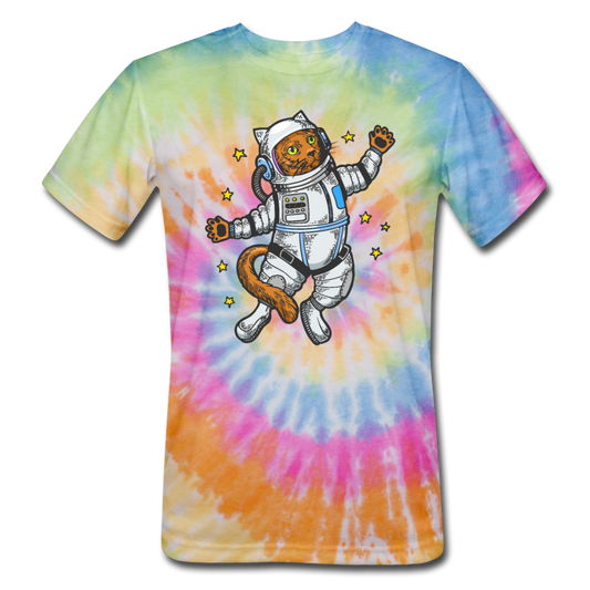 Astronaut Cat - Unisex Tie Dye T-Shirt - rainbow