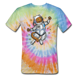 Astronaut Cat - Unisex Tie Dye T-Shirt - rainbow